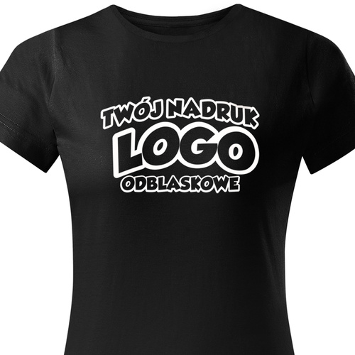 Damska bawełniana koszulka T-shirt z własnym nadrukiem - kolor czarny