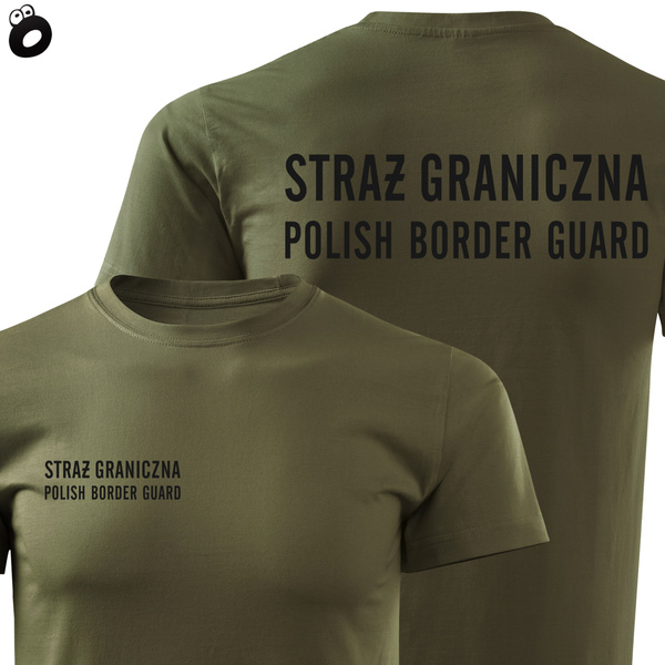 Koszulka męska T-shirt nadruk STRAŻ GRANICZNA - POLISH BORDER GUARD - zieleń wojskowa