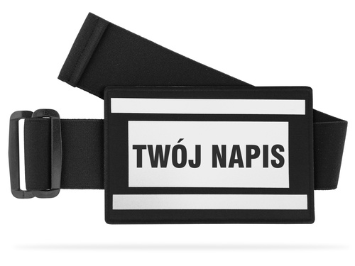 Odblaskowa opaska szybkiego rozpoznania z TWOIM NADRUKIEM - czarna