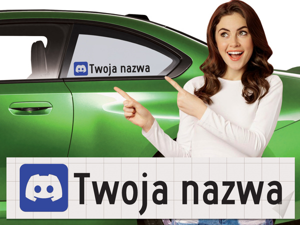 Naklejka z logiem DISCORD i Twoją nazwą social mediów - czarny odblask