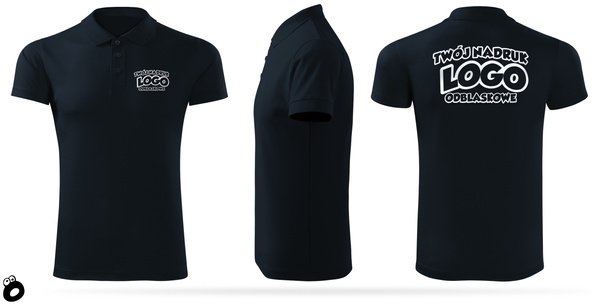 Termoaktywna męska koszulka polo z własnym nadruku - kolor granatowy