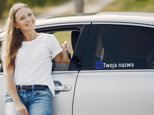 Naklejka z logiem DISCORD i Twoją nazwą social mediów - srebrny odblask
