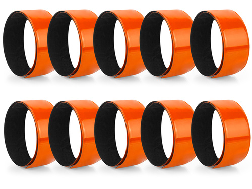 Komplet odblaskowych opasek samozaciskowych - 10 sztuki kolor pomarańczowy