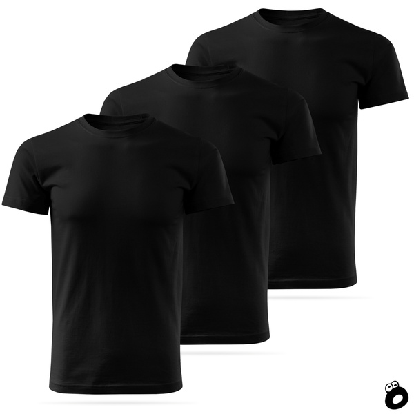 Zestaw 3 sztuk męskich koszulek bawełnianych T-shirt - czarnych