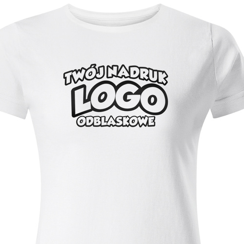 Damska bawełniana koszulka T-shirt z własnym nadrukiem - kolor biały