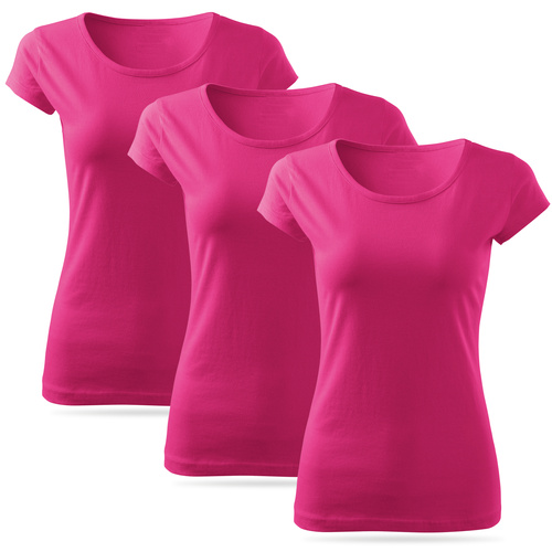 Zestaw 3 sztuk damskich koszulek bawełnianych - kolor różowy