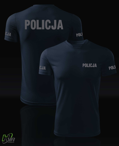 Granatowa koszulka termoaktywna nadruk POLICJA