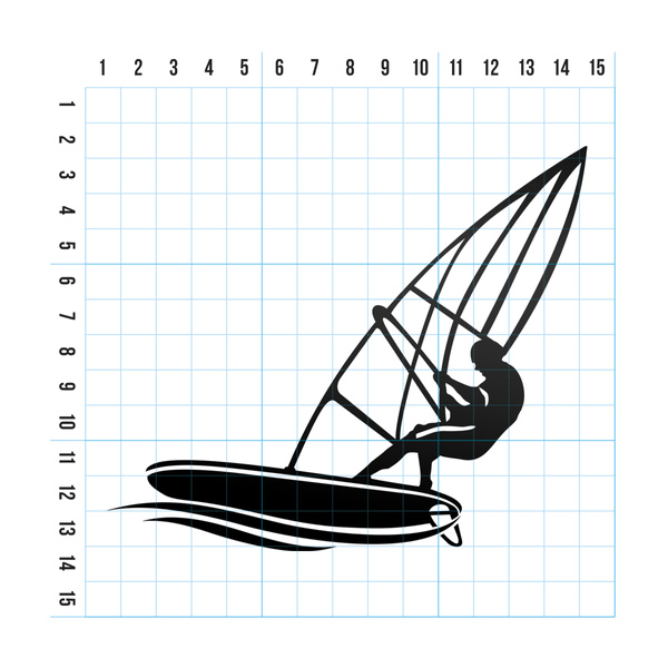 WINDSURFING 2 odblaskowa naklejka - czarna