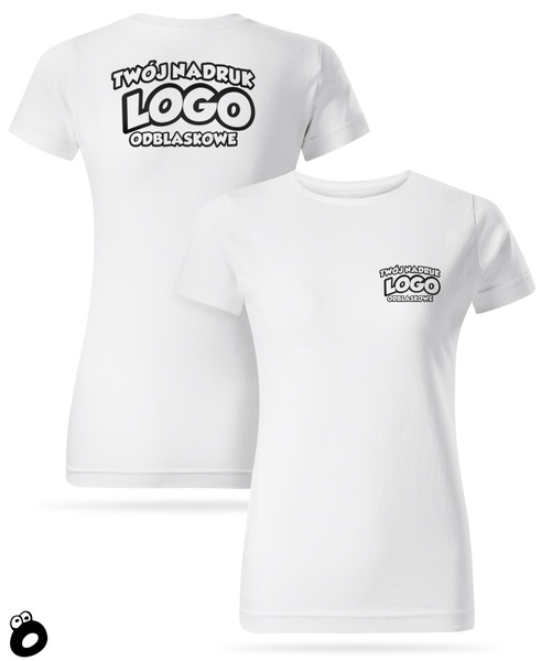 Damska bawełniana koszulka T-shirt z własnym nadrukiem - kolor biały