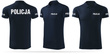 Granatowa męska termoaktywna koszulka polo z nadrukiem odblaskowym POLICJA