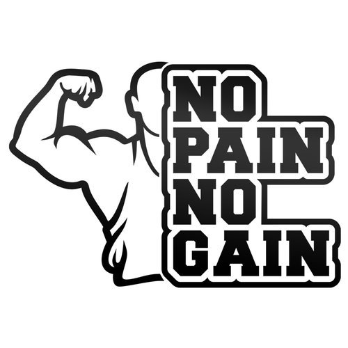 NO PAIN NO GAIN odblaskowa naklejka - czarna