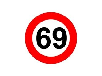 Naklejka znak ograniczenie prędkości 69 km/h