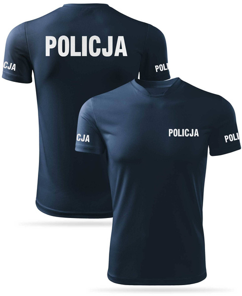 Granatowa koszulka termoaktywna nadruk POLICJA