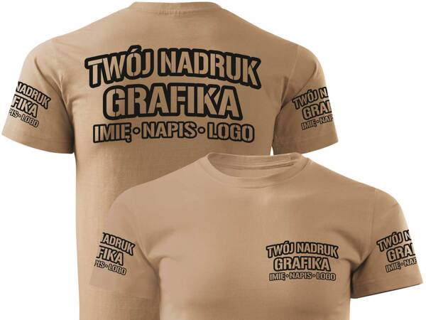 Koszulka T-shirt z własnym nadrukiem - piaskowa