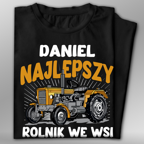 Koszulka bawełniana T-shirt nadruk IMIĘ - NAJLEPSZY ROLNIK WE WSI