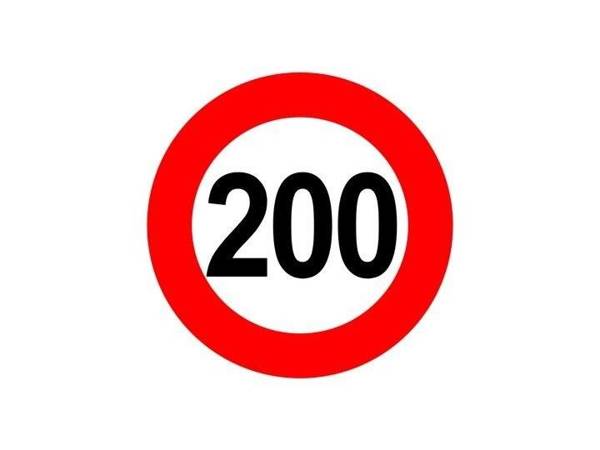 Naklejka znak ograniczenie prędkości 200 km/h