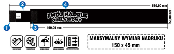 Opaska z gumką indywidualny nadruk 5 cm czarna