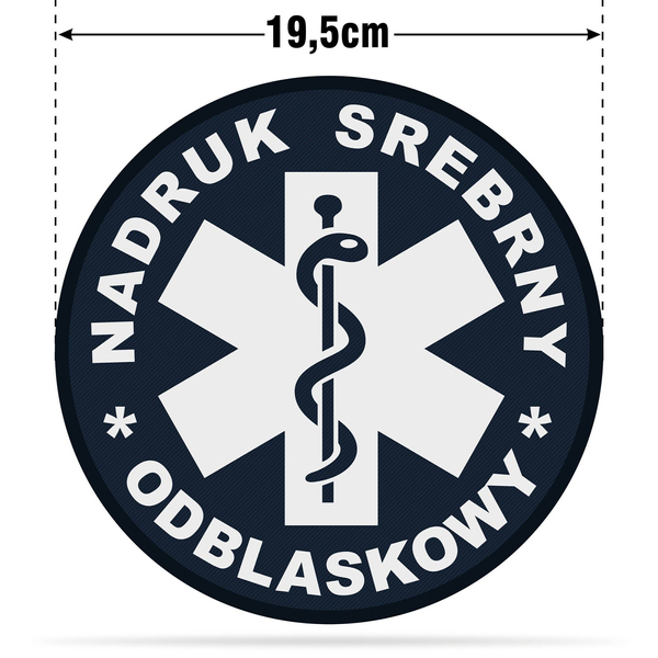 TRANSPORT MEDYCZNY emblemat odblaskowy z eskulapem